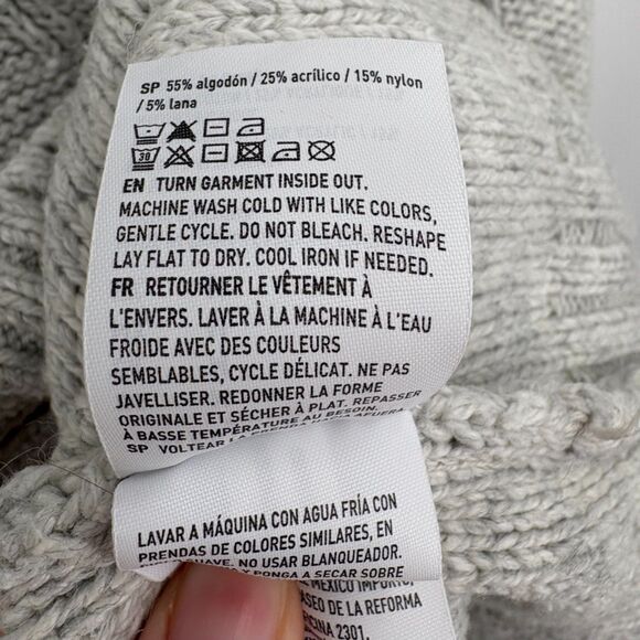 American Eagle Men's Popover Sweater, Size Med, Gray, Shawl Collar Cable Knit - Picture 9 of 9